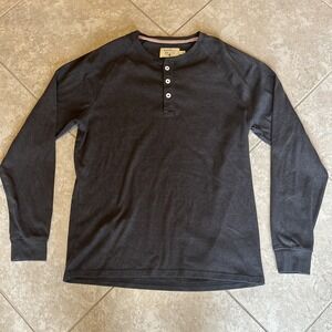 The Normal Brand Henley Shirt Mens Large Long Sleeve Pullover Casual Bear Patch